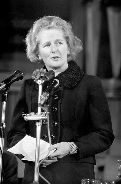 Mrs. Margaret Thatcher addressing the Tradesmen Conference. February 1975