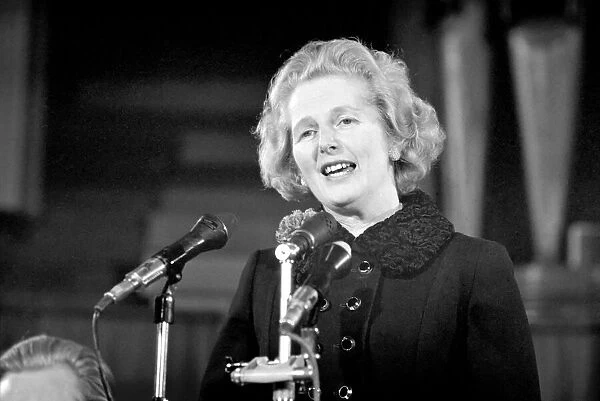 Mrs. Margaret Thatcher addressing the Tradesmen Conference. February 1975