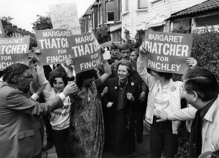 Framed Print : Mrs. Margaret Thatcher in Finchley during her election campaign. May 1983 P009157
