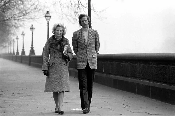 Mrs. Margaret Thatcher and son Mark. February 1975 75-00775-002