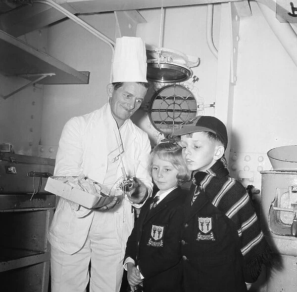 Mrs Sterry and her two children visit Mr Sterry, who works as an assistant crew cook