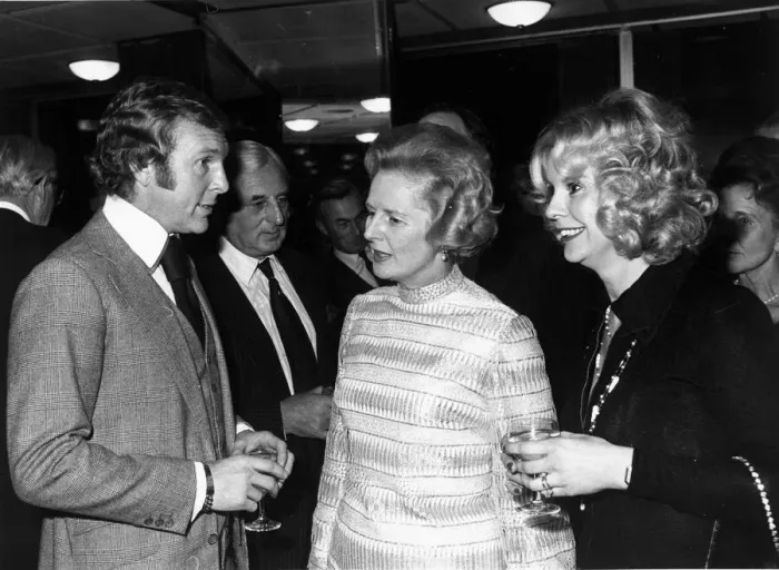 Framed Print : Mrs Thatcher talks to the former England Captain and 1966 World Cup winning hero