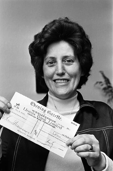 Mrs Wright, Bingo winner, Middlesbrough. 1977