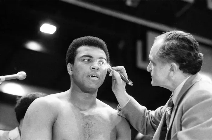 Framed Print : Muhammad Ali having a pre-fight medical ahead of his clash with Smoking Joe Frazier to