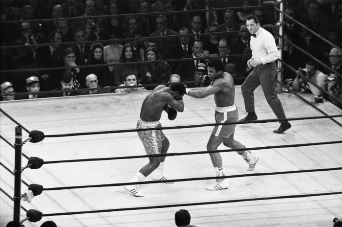 Framed Print : Muhammad Ali and Joe Frazier battle it out for the World Heavyweight Championship in Framed Print : Muhammad Ali and Joe Frazier battle it out for the World Heavyweight Championship in