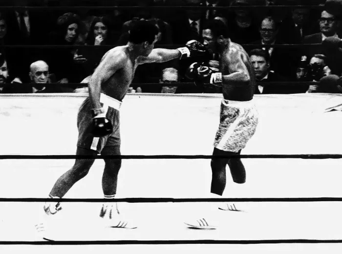 Framed Print : Muhammad Ali and Joe Frazier battle it out for the World Heavyweight Championship title