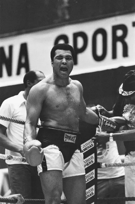 Framed Print : Muhammad Ali seen here during a training sessions in his run up to his title fight
