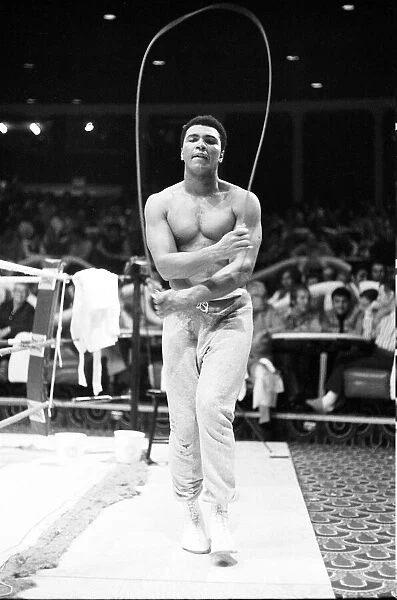 Muhammad Ali training ahead of his fight with Bugner in Las Vags. February 1973