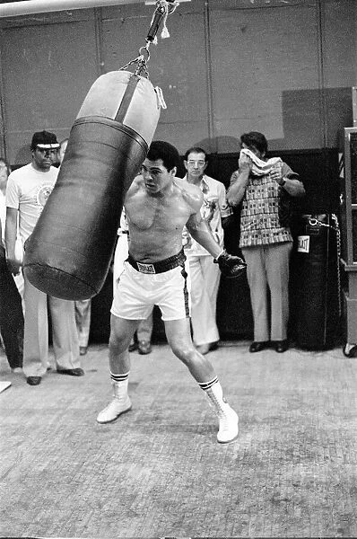Muhammad Ali in training ahead of his second fight with Leon Spinks to be held at