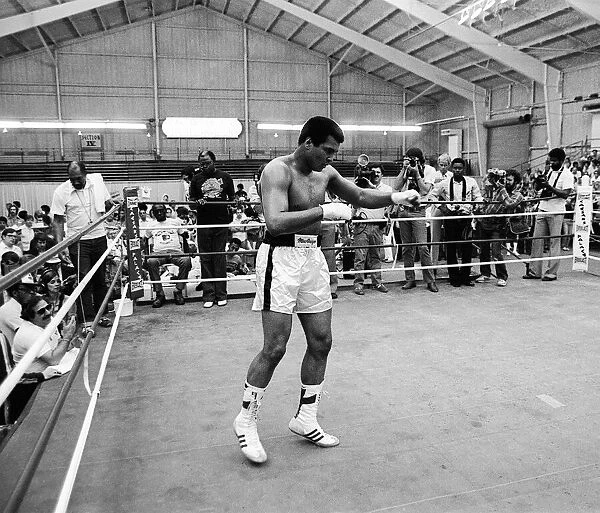 Muhammad Ali in training ahead of his world heavyweight title comeback fight against WBC