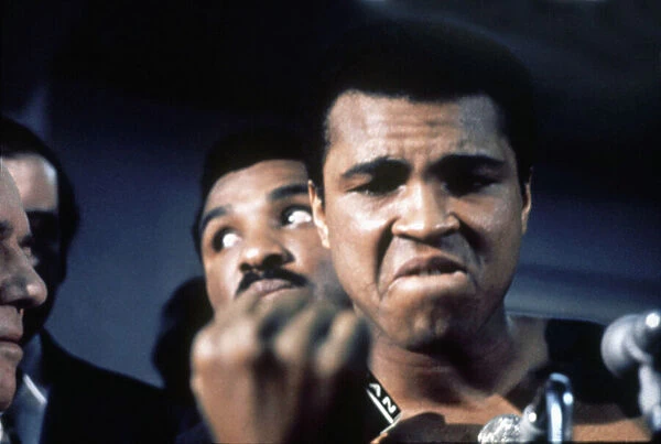 Muhammad Ali at the weigh-in for 2nd fight against Smokin Joe Frazier