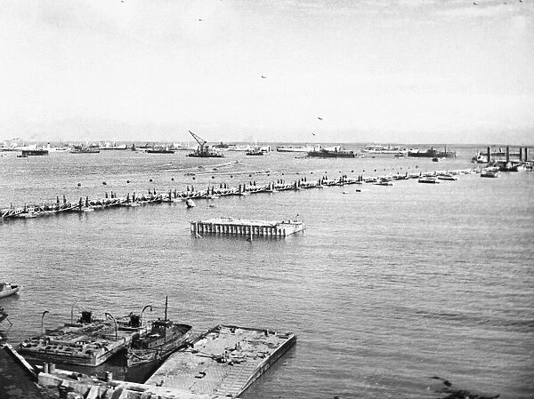 The Mulberry B harbour 'Port Winston'at Arromanches 23rd August 1944