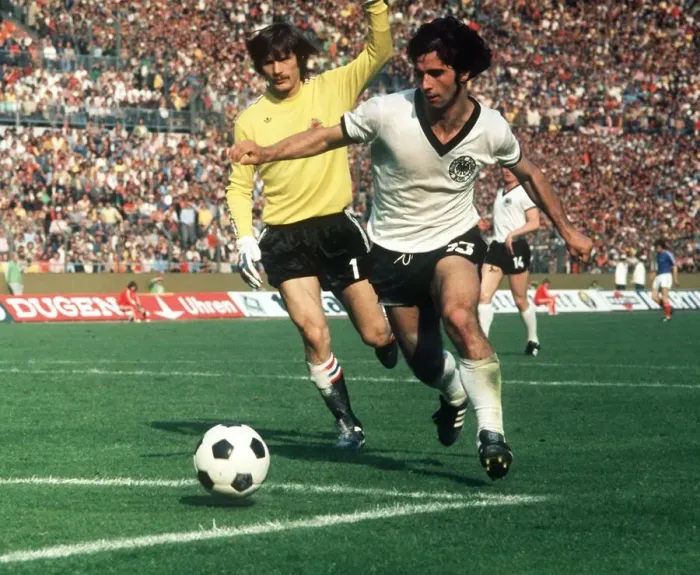 Framed Print : Muller of West Germany and Maric World Cup 1974 Yugoslavia v West Germany