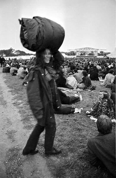 Music fan at The Isle of Wight Festival. 30th August 1969