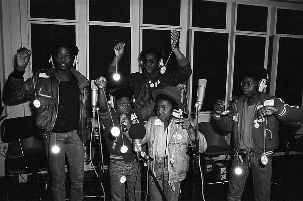 Musical Youth, British Jamaican pop  /  reggae group, at Capital Radio studios in London