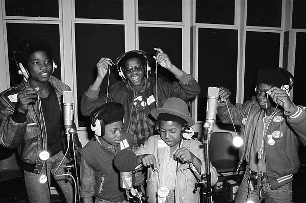 Musical Youth, British Jamaican pop  /  reggae group, at Capital Radio studios in London