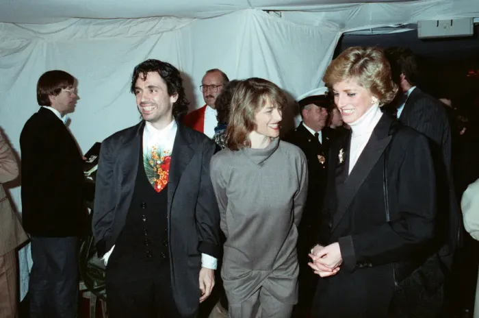 Framed Print : Musician Jean Michel Jarre and his wife Charlotte seen here meeting Princess Diana