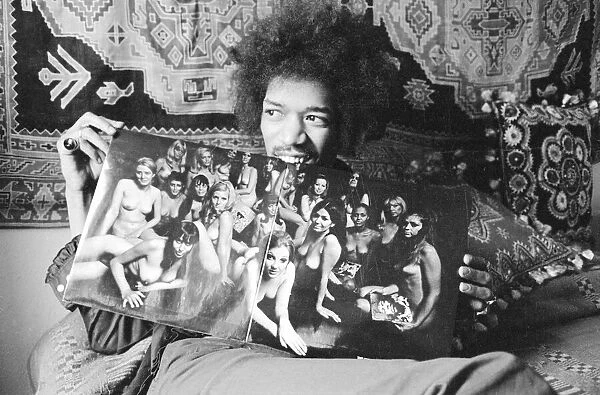 Musician Jimi Hendrix in London January 1969 at his Mayfair flat which was once