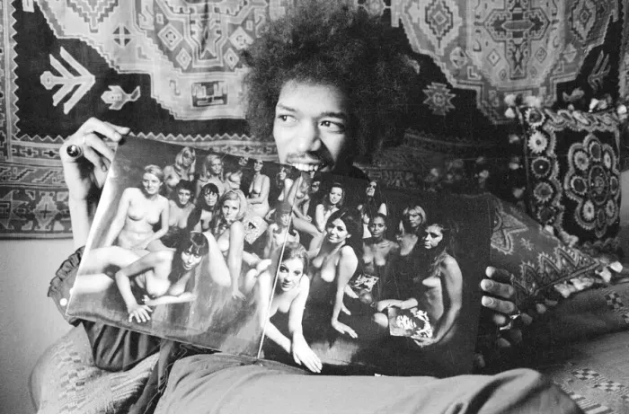 Framed Print : Musician Jimi Hendrix in London January 1969 at his Mayfair flat which was once Framed Print : Musician Jimi Hendrix in London January 1969 at his Mayfair flat which was once