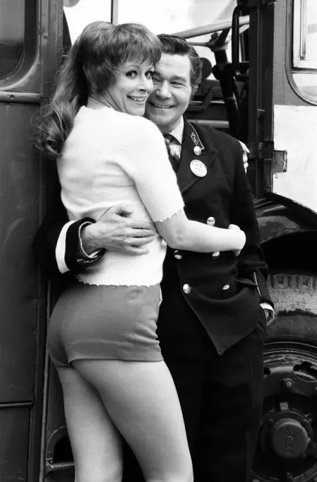 Framed Print : Mutiny On The Buses, filming, Elstree Film Studios, Hertfordshire, 29th February 1972 Framed Print : Mutiny On The Buses, filming, Elstree Film Studios, Hertfordshire, 29th February 1972