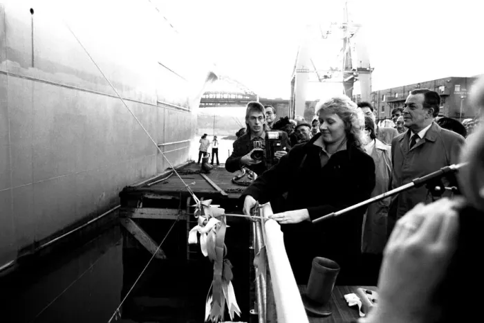 Framed Print : The naming ceremony of the merchant ship Dietrich Oldendorff at the North Sands yard of Framed Print : The naming ceremony of the merchant ship Dietrich Oldendorff at the North Sands yard of