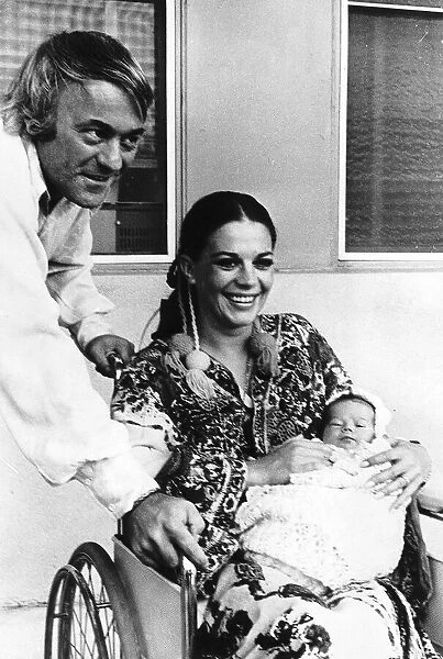 Natalie Wood leaving hospital with her newly born daughter