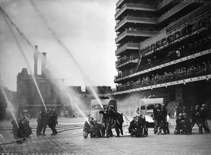 Framed Print : National Fire Service Drill at Regional Headquarters in Lambeth, South London Framed Print : National Fire Service Drill at Regional Headquarters in Lambeth, South London