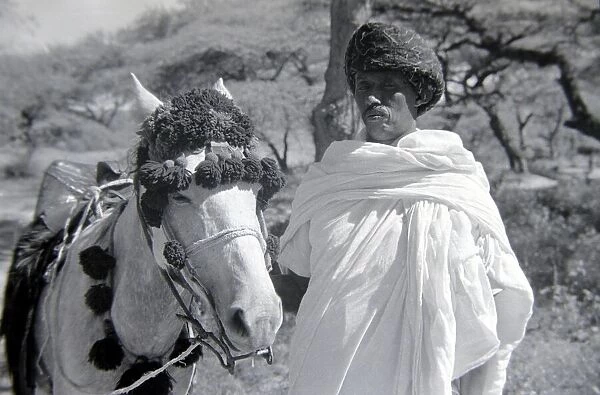 Native chief Hargeisha of Somaliland with his horse Circa 1935 Animals