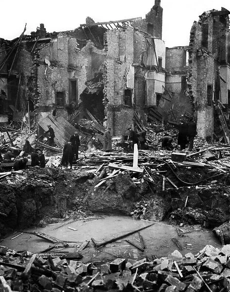 The Nazis indiscriminate bombing results in damage being done to dwelling houses in a