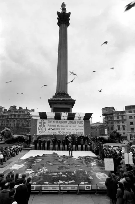 Framed Print : The NCH giant jig saw campaign in Trafalgar Square March 1975 75-1709 Framed Print : The NCH giant jig saw campaign in Trafalgar Square March 1975 75-1709
