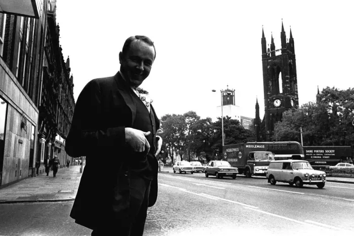 Framed Print : Ned Sherrin, a film and TV producer, who flew into Newcastle on June 16, 1971 Framed Print : Ned Sherrin, a film and TV producer, who flew into Newcastle on June 16, 1971