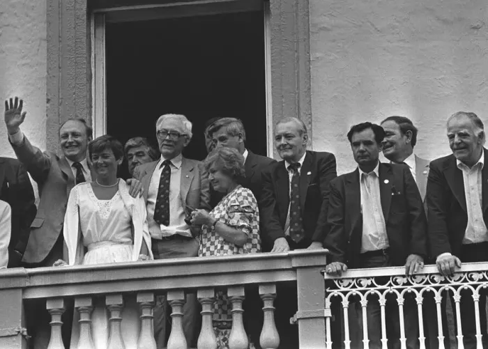 Framed Print : NEIL KINNOCK GLENYS KINNOCK MICHAEL FOOT JILL CRAIGIE AND TONY BENN AT MINERS GALA IN