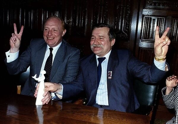 Neil Kinnock former leader of the Labour Party with Lech Walesa from Poland