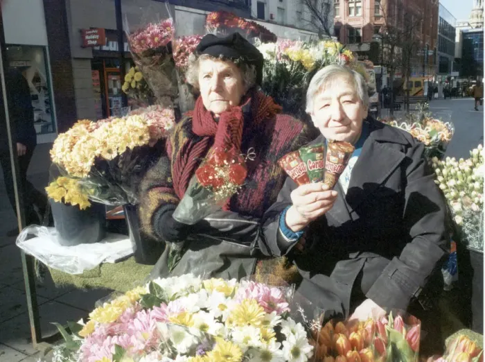 Framed Print : Nellie Halsted (left) the oldest flower girl in the country seen here at her Market Framed Print : Nellie Halsted (left) the oldest flower girl in the country seen here at her Market