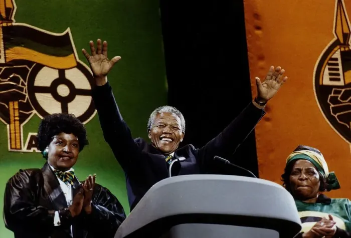 Framed Print : Nelson Mandela ANC President of South Africa at Wembley with his wife Winnie African Framed Print : Nelson Mandela ANC President of South Africa at Wembley with his wife Winnie African