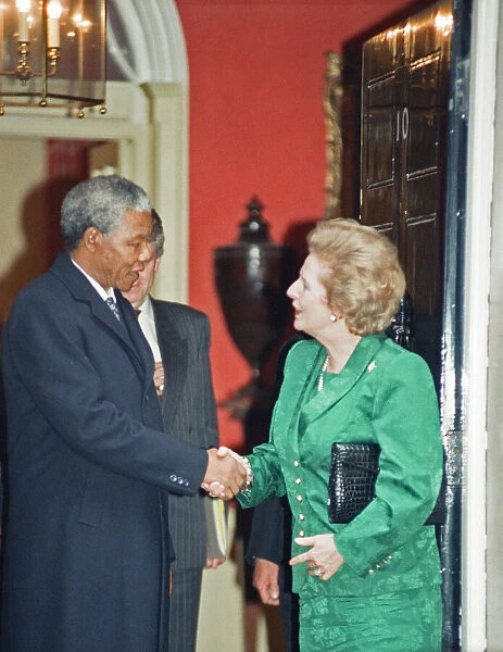 Nelson Mandela meets Margret Thatcher at No. 10 Downing Street. July 4, 1990