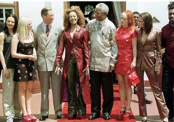 Nelson Mandela South African President meets Spice Girls November 1997 Letft to right