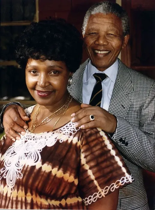 Framed Print : Nelson Mandela South African President with his wife Winnie in 1990