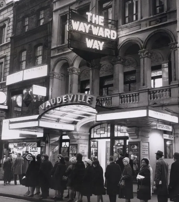 Framed Print : Neon lights advertise the play The Wayward Way