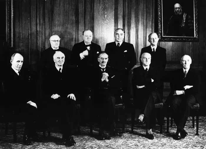 Framed Print : Neville Chamberlain Pre-War Prime Minister of Britain with his War Cabinet Sir Kingsley