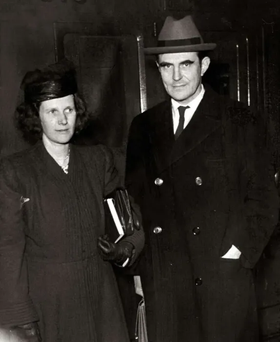 Framed Print : The New American Ambassador John Winant with his wife on arrival in England circa March Framed Print : The New American Ambassador John Winant with his wife on arrival in England circa March