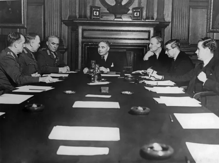Framed Print : New Army Council meeting in session in the historic surroundings of the conference room Framed Print : New Army Council meeting in session in the historic surroundings of the conference room