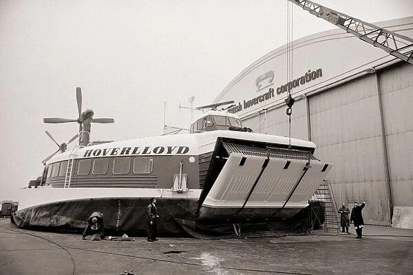 The new B. H. C Hovercraft after the roll out at Cowes, Isle of Wight