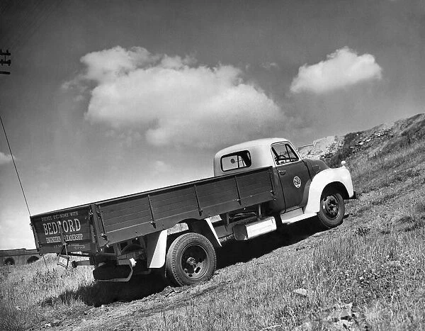 The new Bedford diesel truck out in the countryside. July 1956