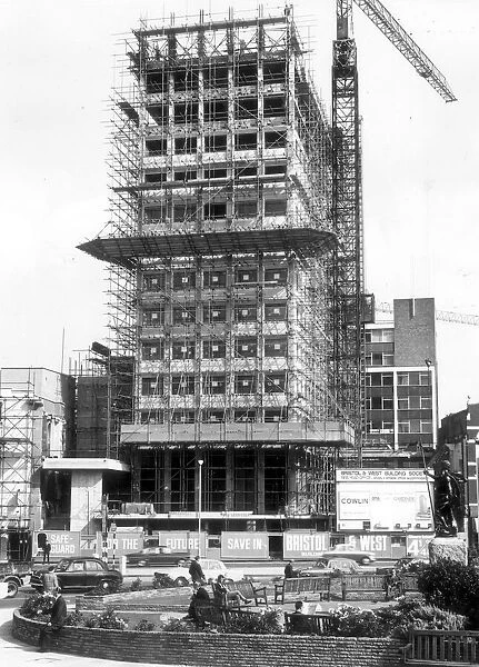 the new Bristol and West headquarters under construction at Broad Quay, 1967