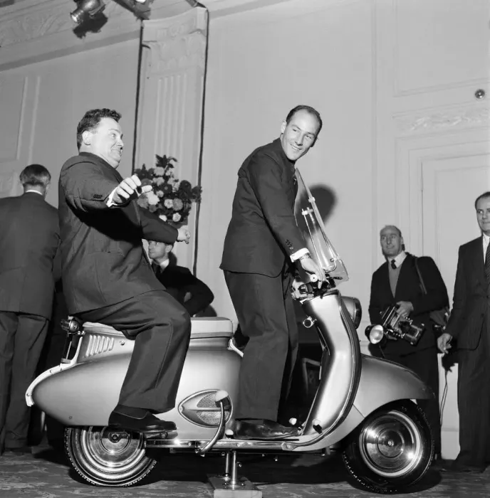Framed Print : New British motor scooters on show in London for the first time