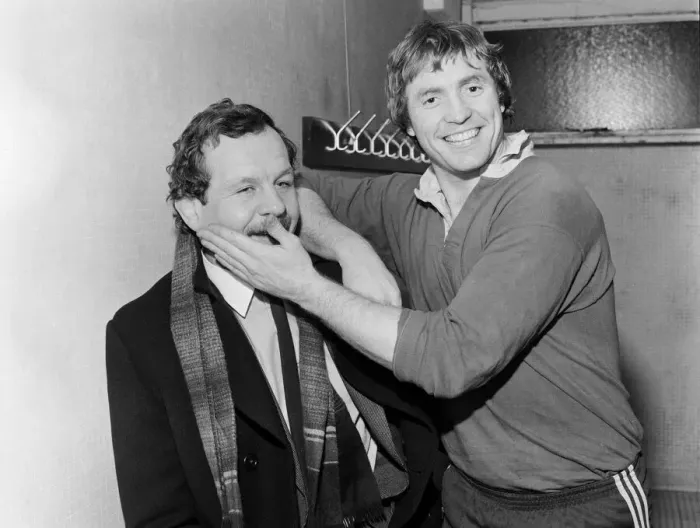Framed Print : New England Captain, Steve Smith with Bill Beaumont at Stourbridge Rugby Club