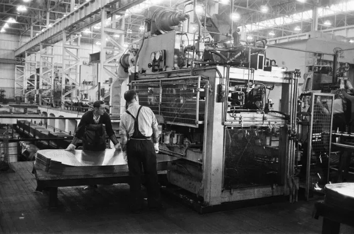 Framed Print : New Ford Anglia cars coming off the production line at the new Ford paint