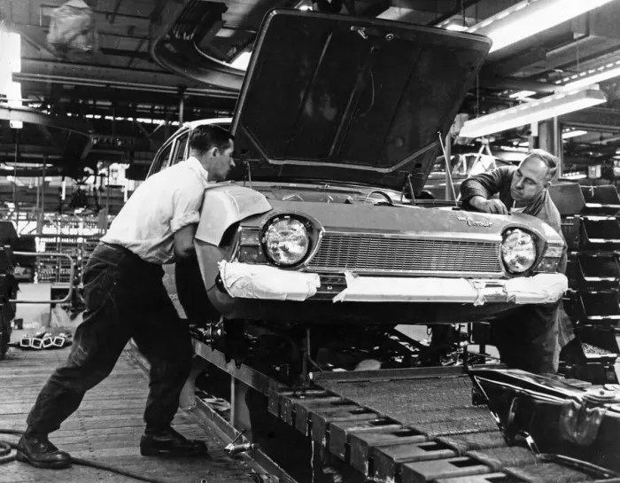Framed Print : The new Ford Corsair car on the production line at the Ford Motor plant in Halewood