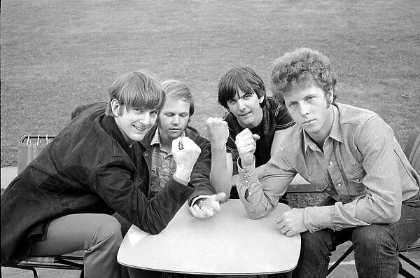 The new-look Byrds return to Britain after 3 years. l to r- Roger McGuinn